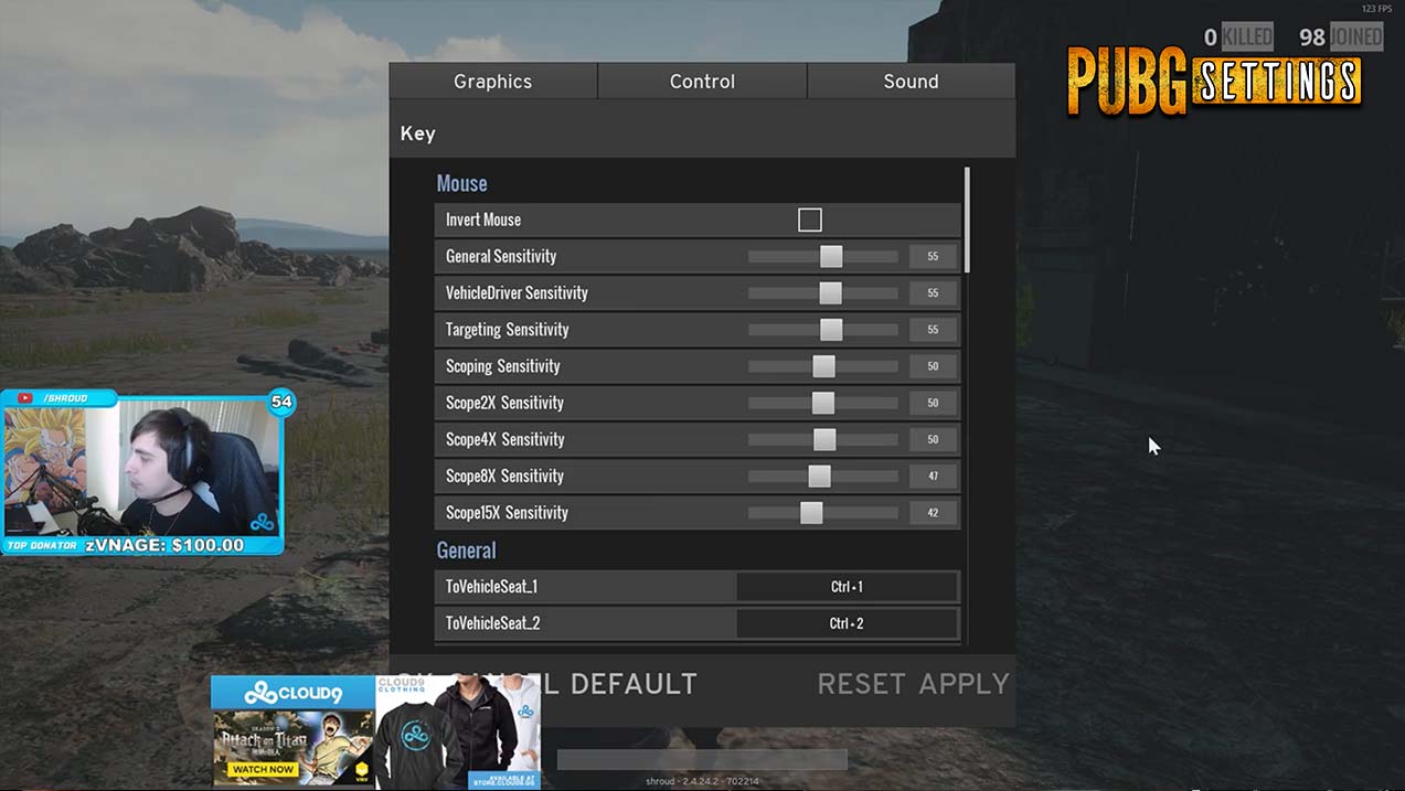 best mouse settings for pubg